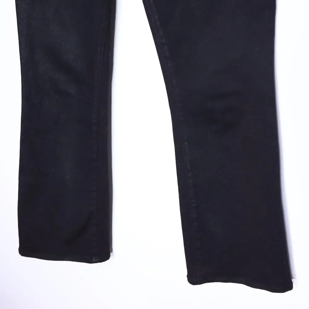 7 FOR ALL MANKIND Bootcut Coated Jean Black Stretch Sparkle 5-Pocket Women's 28 - Picture 4 of 10
